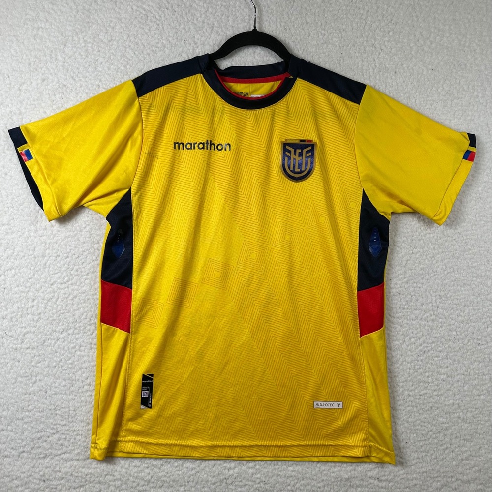 Marathon Ecuador Soccer Jersey Men L FEF National Team Yellow Football World Cup